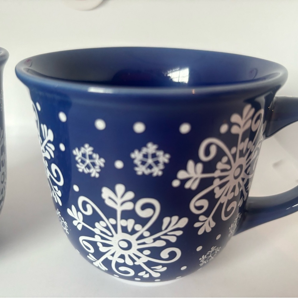 Blue Snowflake Ceramic Mugs - Picture 3 of 7